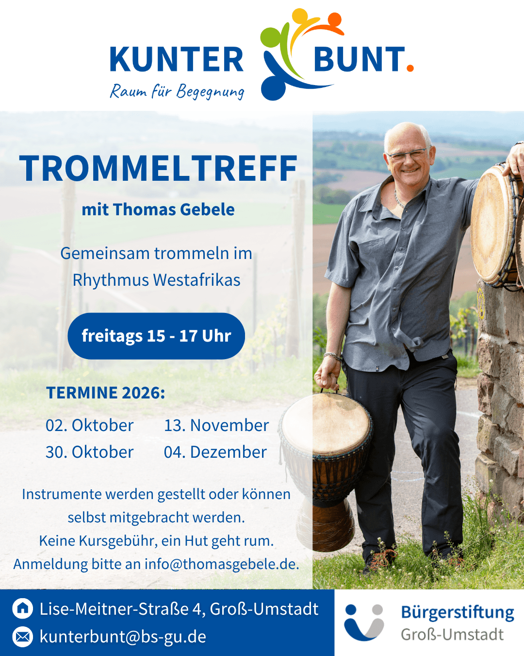 Trommeltreff, Termine Oktober bis Dezember 2026