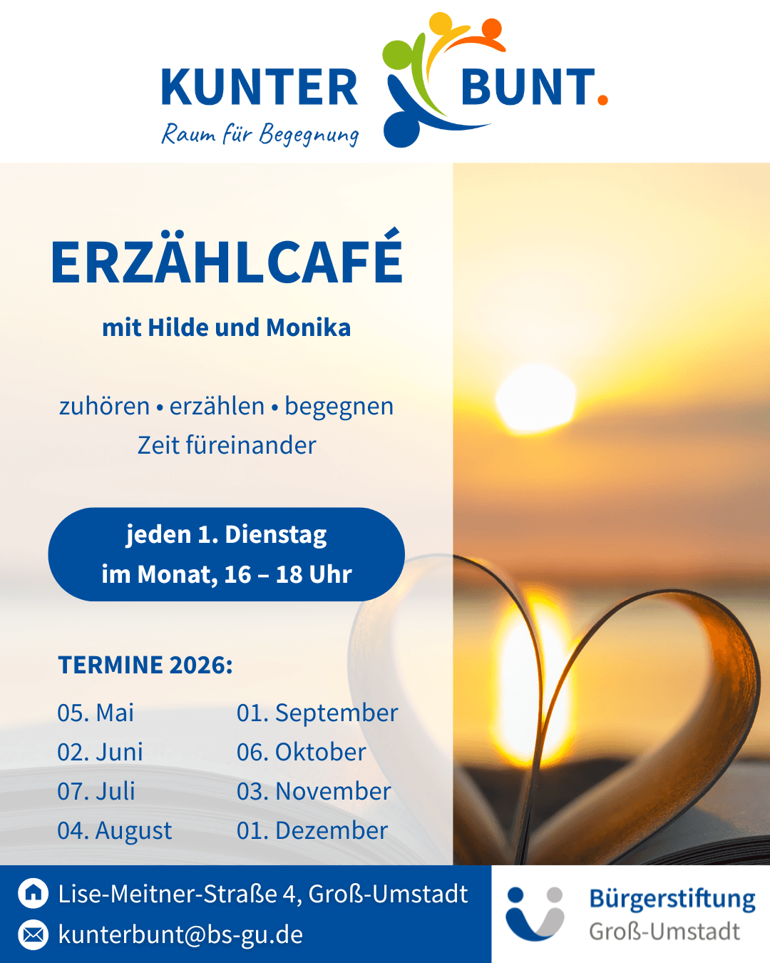 Kunterbunt, Termine Erzählcafé 2026