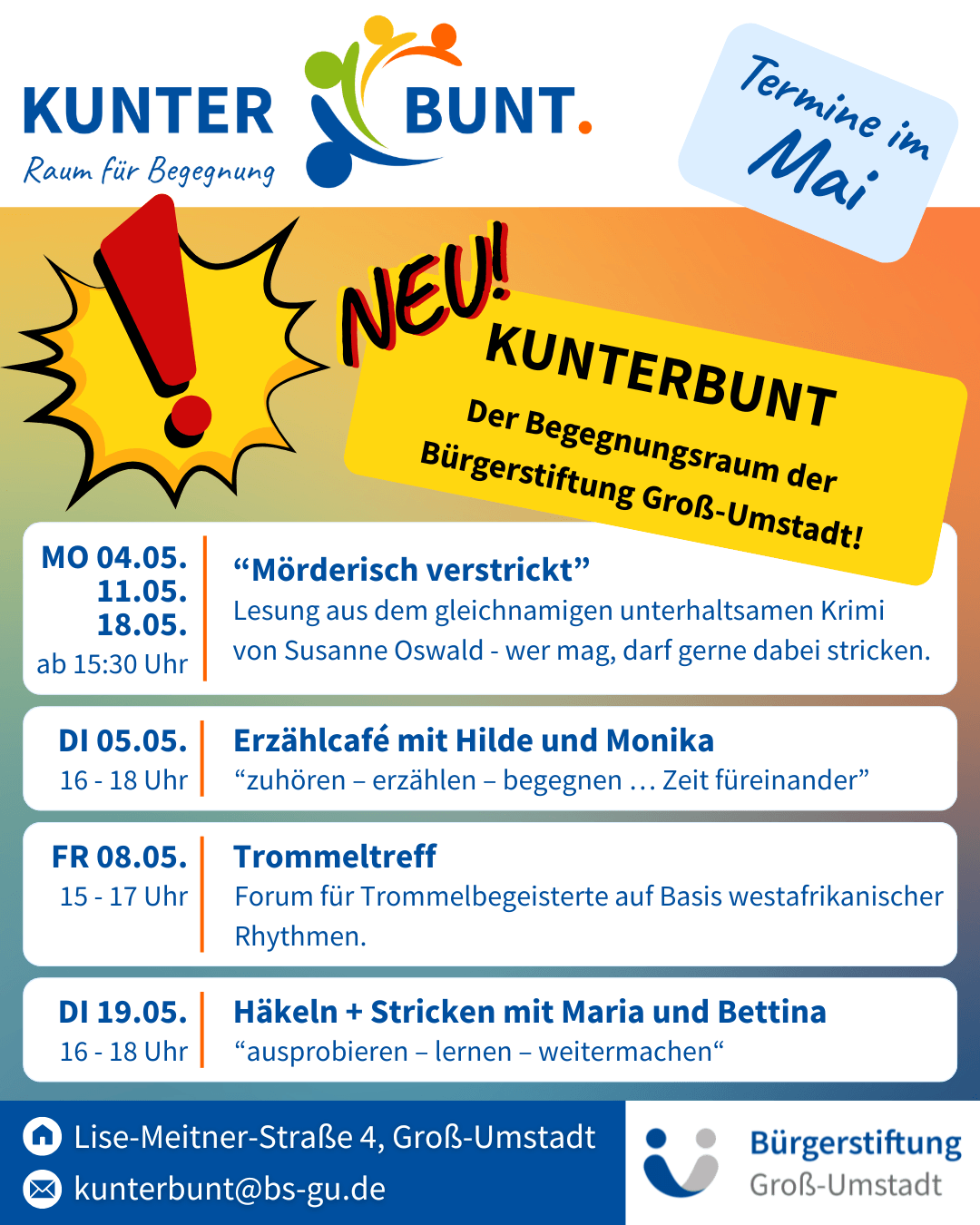 Kunterbunt, Termine Mai 2026